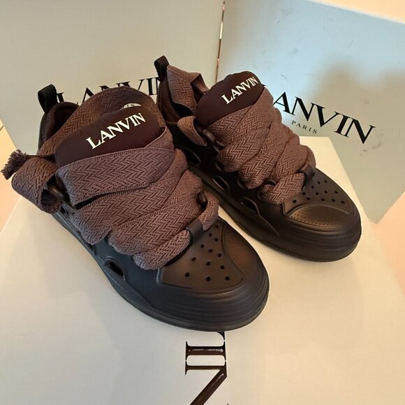 Lanvin Paris Men\'s Molded Rubber Curb Sneaker Shoe, Anthracite, 40 main image 11